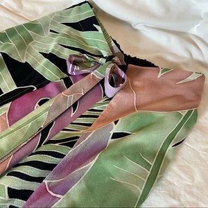 Jungle theme tie front flowy pants by Indah